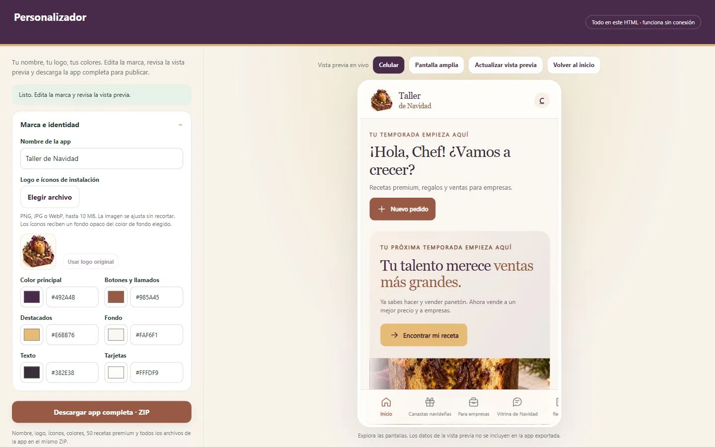 Personalizador del Panetón Business Studio